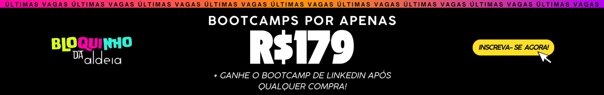 Banner de promoção ressaca com até 80% de desconto em todos os cursos na Aldeia. Preço direto no site.